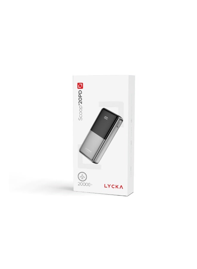 LYCKA Scoop 20PD Power Bank – 20,000mAh Capacity, 22.5W Super Fast Charging, Triple Port (2 USB-A + 1 USB-C PD), LED Battery Indicator – Black - Image 3